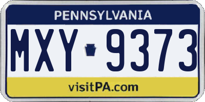 PA license plate MXY9373
