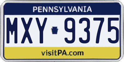 PA license plate MXY9375