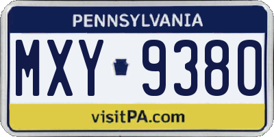 PA license plate MXY9380