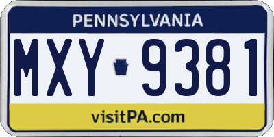 PA license plate MXY9381