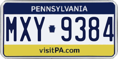 PA license plate MXY9384