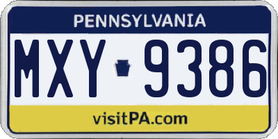 PA license plate MXY9386