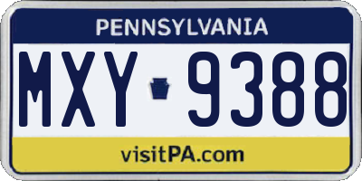 PA license plate MXY9388