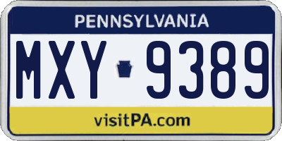 PA license plate MXY9389