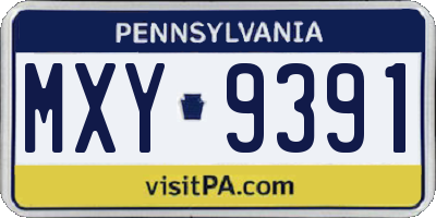 PA license plate MXY9391