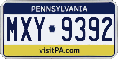 PA license plate MXY9392