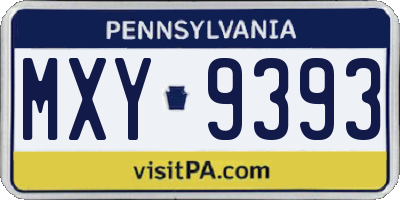 PA license plate MXY9393