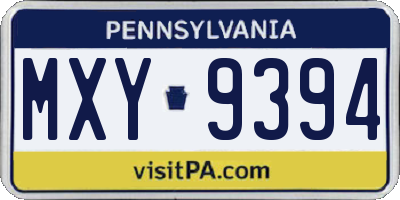 PA license plate MXY9394