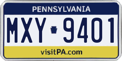 PA license plate MXY9401