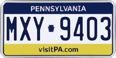 PA license plate MXY9403