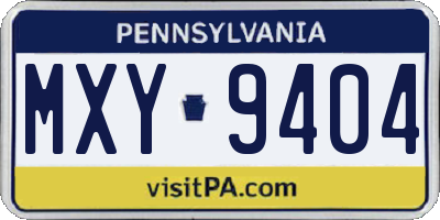 PA license plate MXY9404