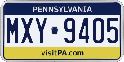 PA license plate MXY9405