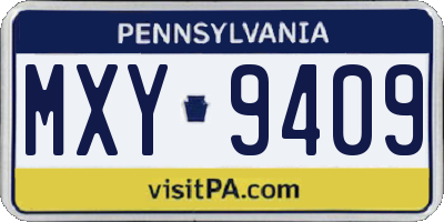 PA license plate MXY9409