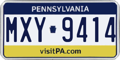 PA license plate MXY9414