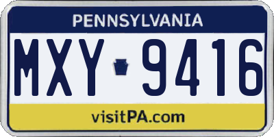 PA license plate MXY9416