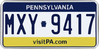 PA license plate MXY9417