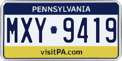PA license plate MXY9419