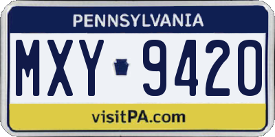 PA license plate MXY9420