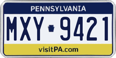 PA license plate MXY9421