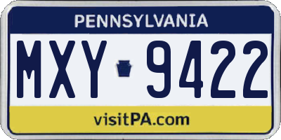 PA license plate MXY9422