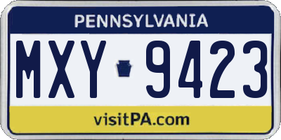 PA license plate MXY9423