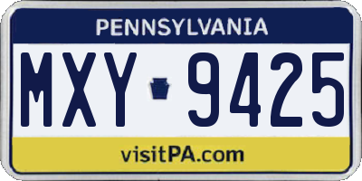 PA license plate MXY9425