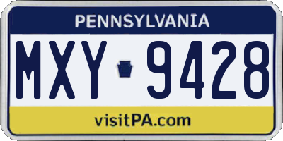 PA license plate MXY9428