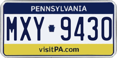 PA license plate MXY9430