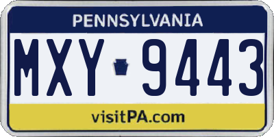 PA license plate MXY9443