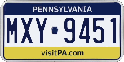 PA license plate MXY9451