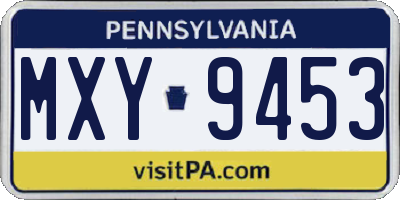 PA license plate MXY9453