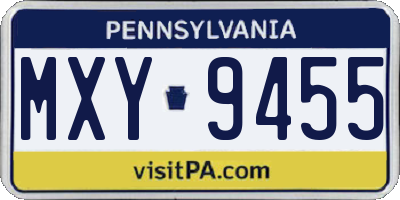 PA license plate MXY9455