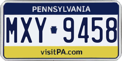 PA license plate MXY9458