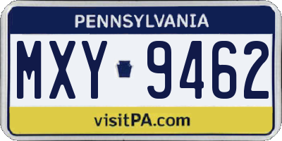 PA license plate MXY9462