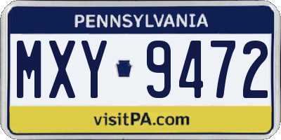 PA license plate MXY9472