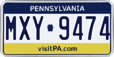 PA license plate MXY9474