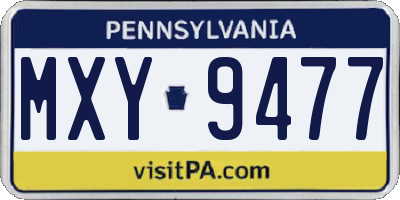 PA license plate MXY9477
