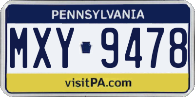 PA license plate MXY9478