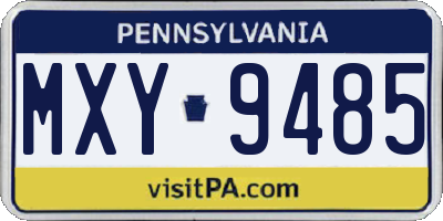PA license plate MXY9485