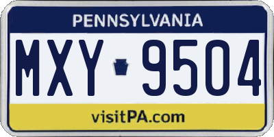 PA license plate MXY9504