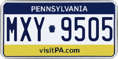 PA license plate MXY9505