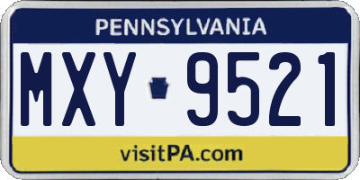 PA license plate MXY9521