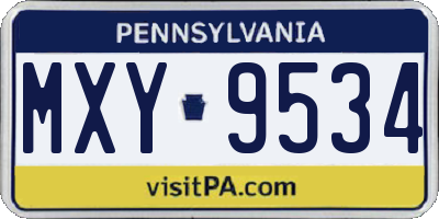 PA license plate MXY9534