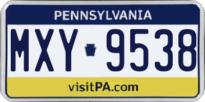 PA license plate MXY9538