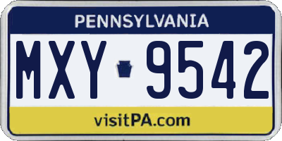 PA license plate MXY9542