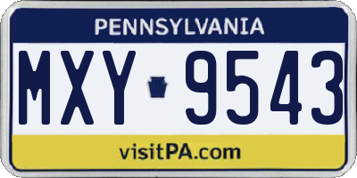 PA license plate MXY9543