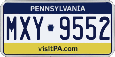 PA license plate MXY9552