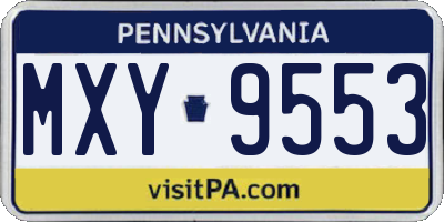 PA license plate MXY9553