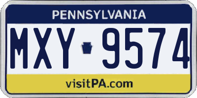 PA license plate MXY9574
