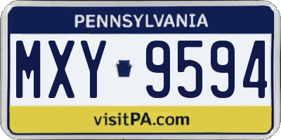 PA license plate MXY9594